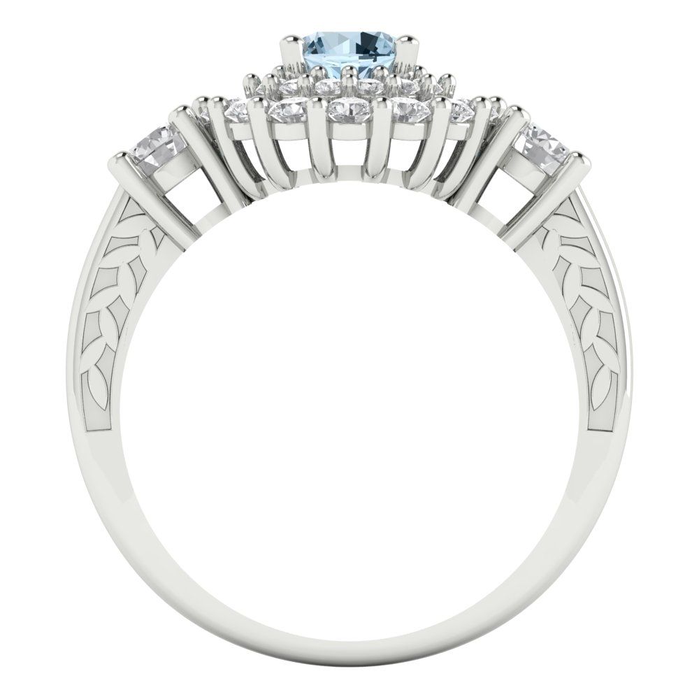 1.4 cttw Zirconia Simulated Blue Diamond Hidden Halo Engagement Ring - Solid Gold (VVS1, Round Cut,5.0mm)