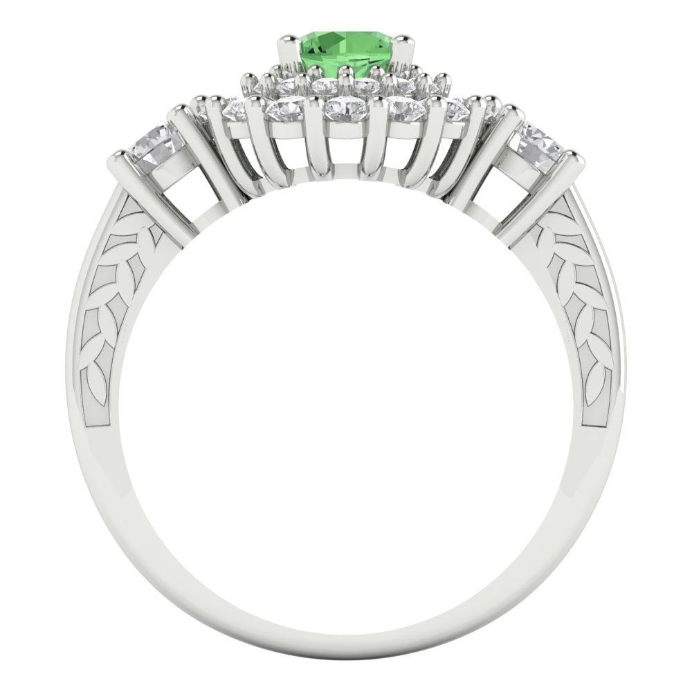 1.4 cttw Zirconia Simulated Green Diamond Hidden Halo Engagement Ring - Solid Gold (VVS1, Round Cut,5.0mm)