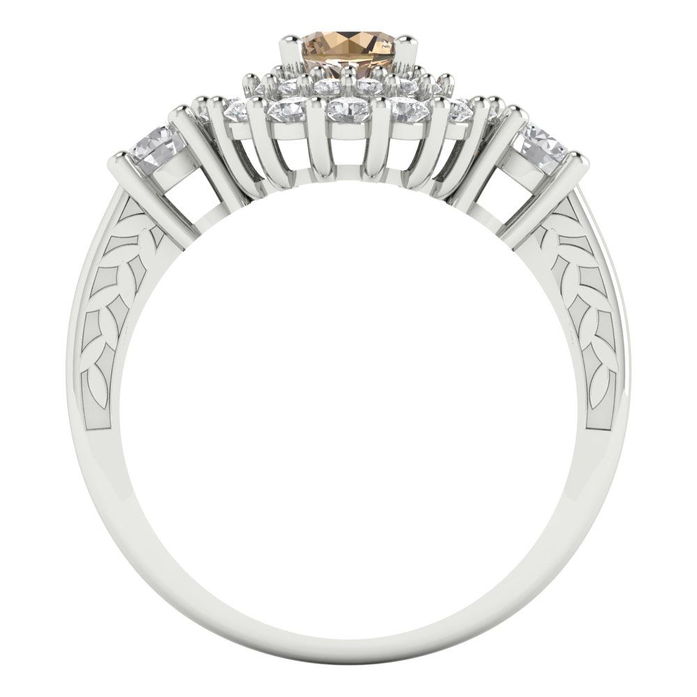 1.4 cttw Yellow Moissanite Hidden Halo Engagement Ring - Solid Gold (Round Cut,5.0mm)