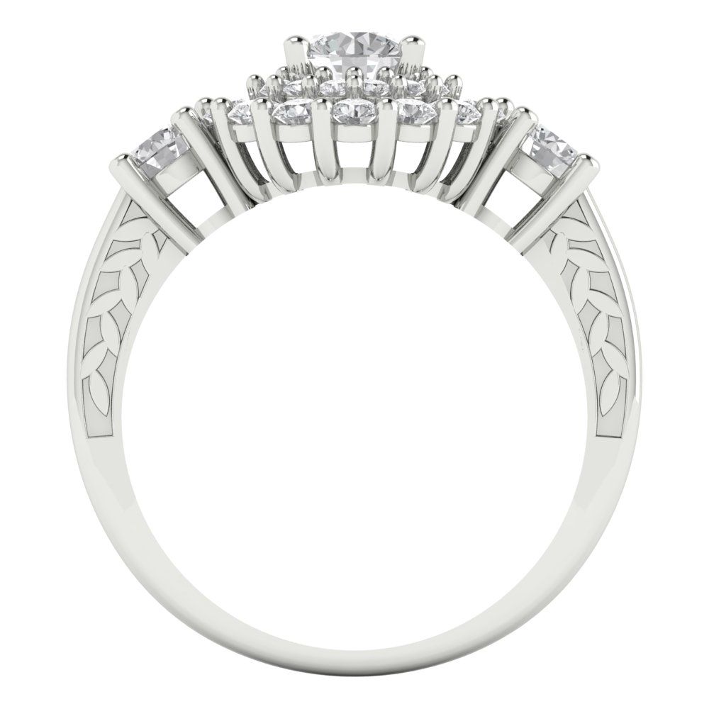 1.4 cttw Certified Moissanite Hidden Halo Engagement Ring - Solid Gold (VVS1, D-F,Round Cut,5.0mm)