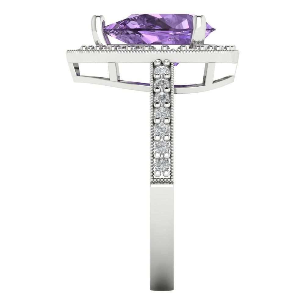 2.36 cttw Simulated Alexandrite Hidden Halo Engagement Ring - Solid Gold (Pear Cut,10x7mm)