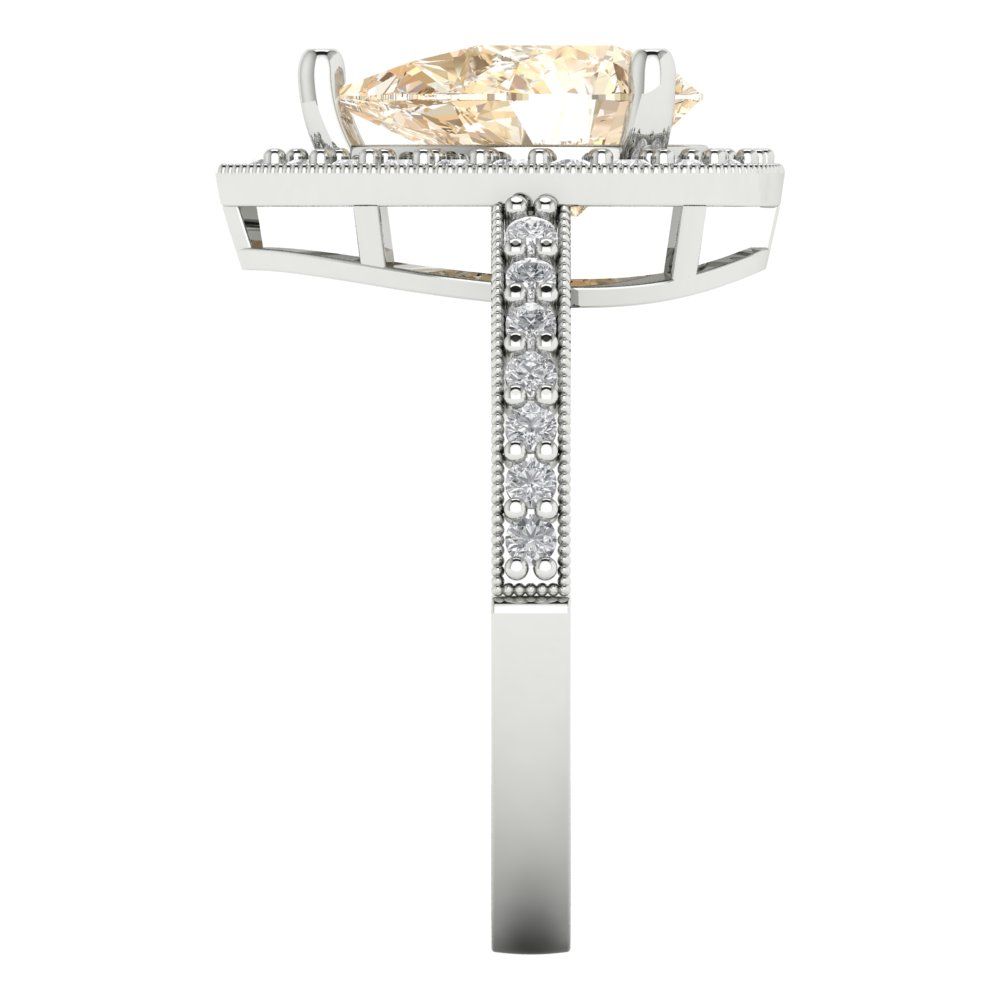 2.36 cttw Natural Morganite Hidden Halo Engagement Ring - Solid Gold (Pear Cut,10x7mm)