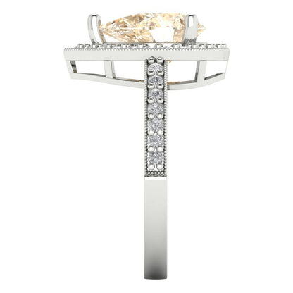 2.36 cttw Natural Morganite Hidden Halo Engagement Ring - Solid Gold (Pear Cut,10x7mm)