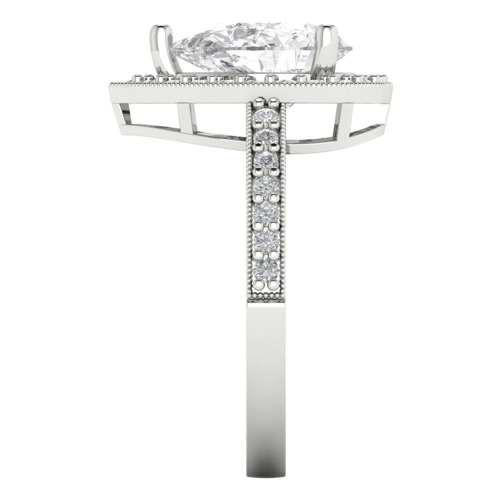 2.36 cttw Certified Moissanite Hidden Halo Engagement Ring - Solid Gold (VVS1, D-F,Pear Cut,10x7mm)