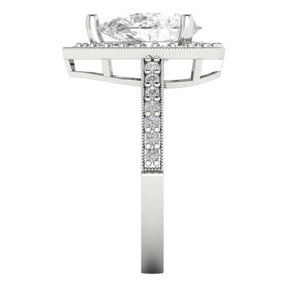 2.36 cttw Certified Moissanite Hidden Halo Engagement Ring - Solid Gold (VVS1, D-F,Pear Cut,10x7mm)