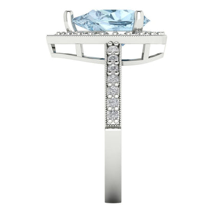 2.36 cttw Natural Swiss Blue Topaz Hidden Halo Engagement Ring - Solid Gold (Pear Cut,10x7mm)