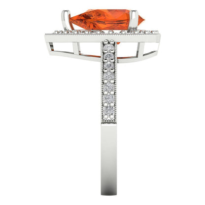 2.36 cttw Zirconia Simulated Red Diamond Hidden Halo Engagement Ring - Solid Gold (VVS1, Pear Cut,10x7mm)