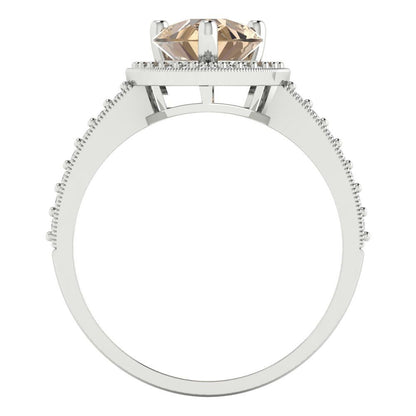 2.36 cttw Yellow Moissanite Hidden Halo Engagement Ring - Solid Gold (Pear Cut,10x7mm)