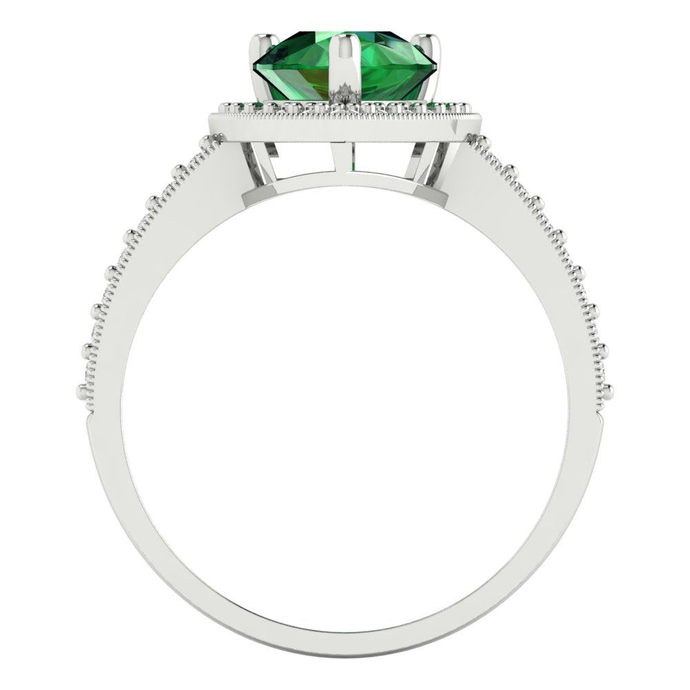 2.36 cttw Simulated Emerald Hidden Halo Engagement Ring - Solid Gold (Pear Cut,10x7mm)