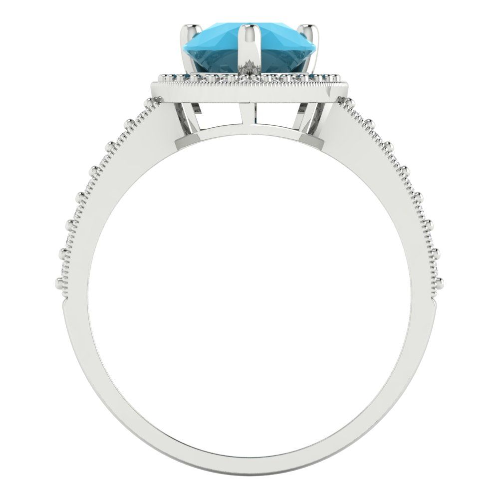 2.36 cttw Simulated Turquoise Hidden Halo Engagement Ring - Solid Gold (Pear Cut,10x7mm)