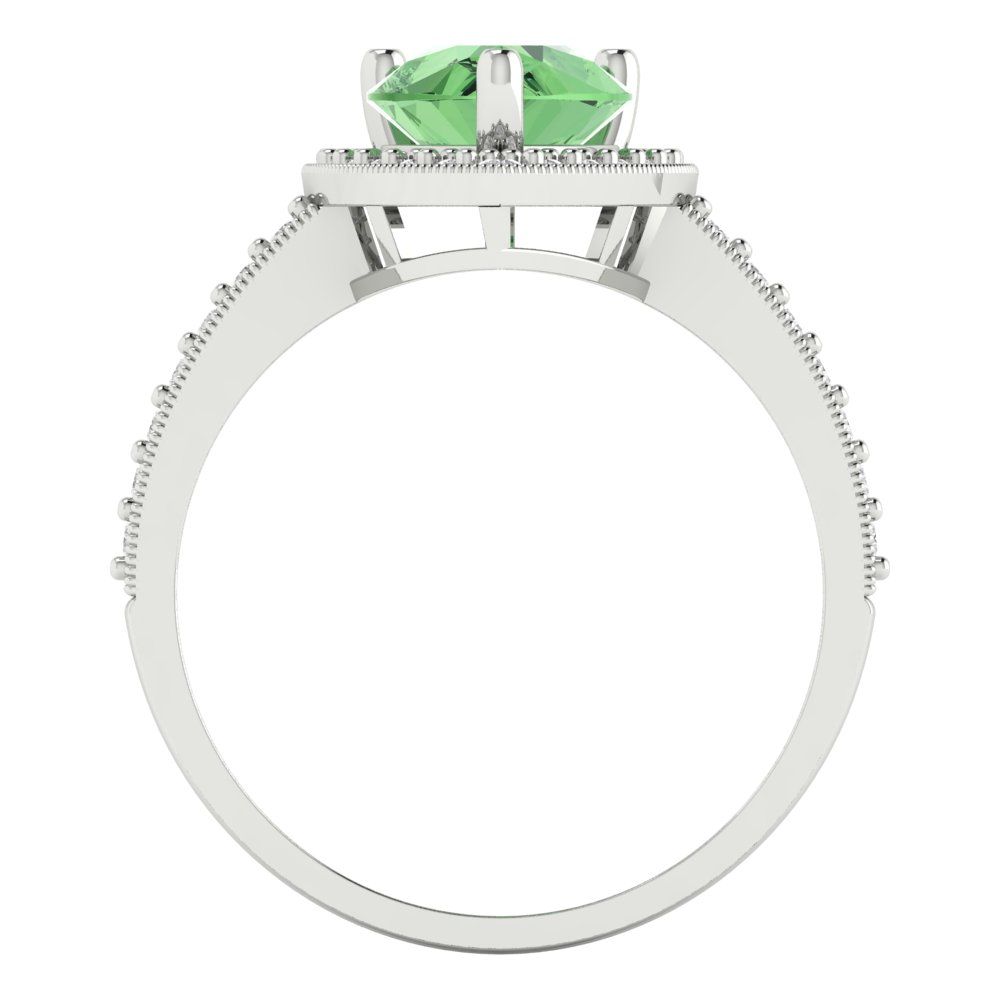 2.36 cttw Zirconia Simulated Green Diamond Hidden Halo Engagement Ring - Solid Gold (VVS1, Pear Cut,10x7mm)