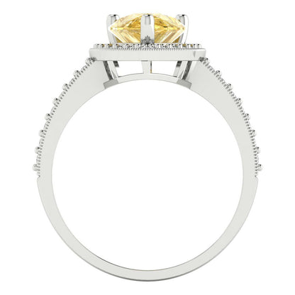 2.36 cttw Natural Citrine Hidden Halo Engagement Ring - Solid Gold (Pear Cut,10x7mm)