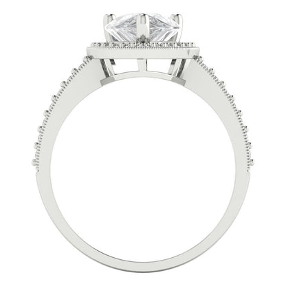 2.36 cttw Certified Moissanite Hidden Halo Engagement Ring - Solid Gold (VVS1, D-F,Pear Cut,10x7mm)