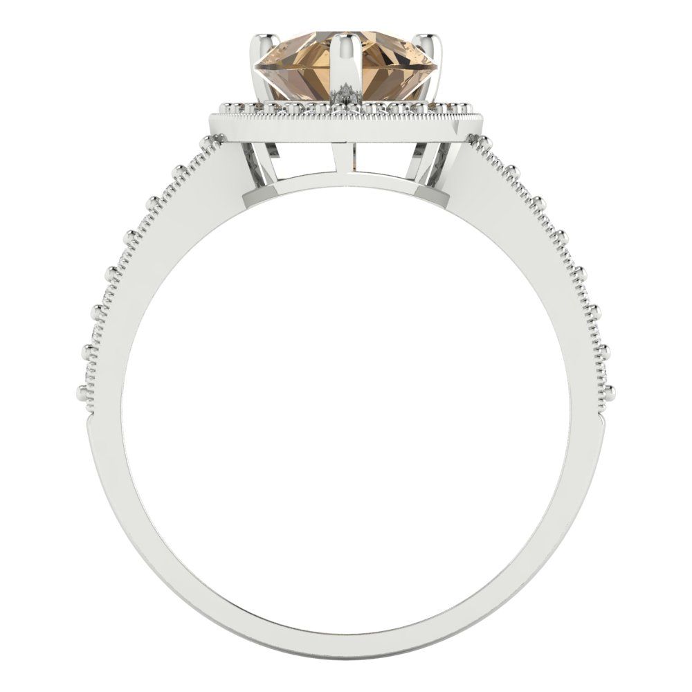 2.36 cttw Zirconia Simulated Champagne Diamond Hidden Halo Engagement Ring - Solid Gold (VVS1, Pear Cut,10x7mm)