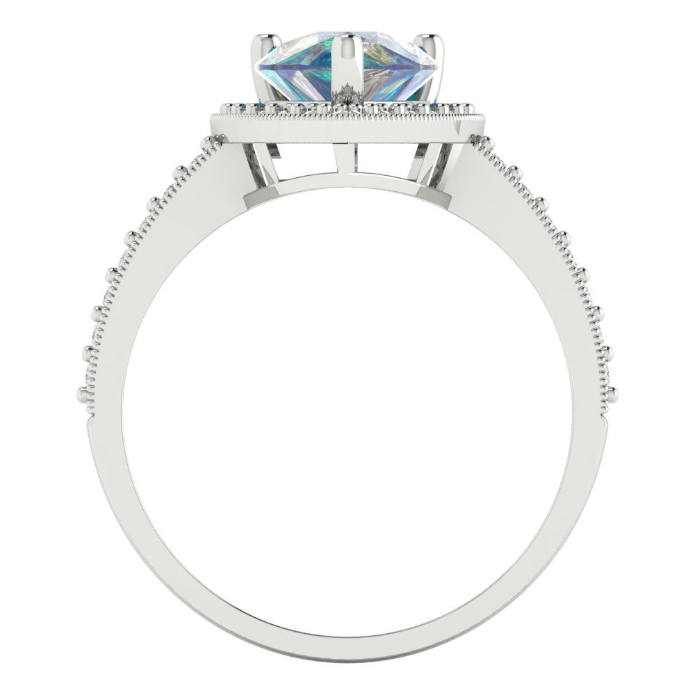 2.36 cttw Blue Moissanite Hidden Halo Engagement Ring - Solid Gold (Pear Cut,10x7mm)