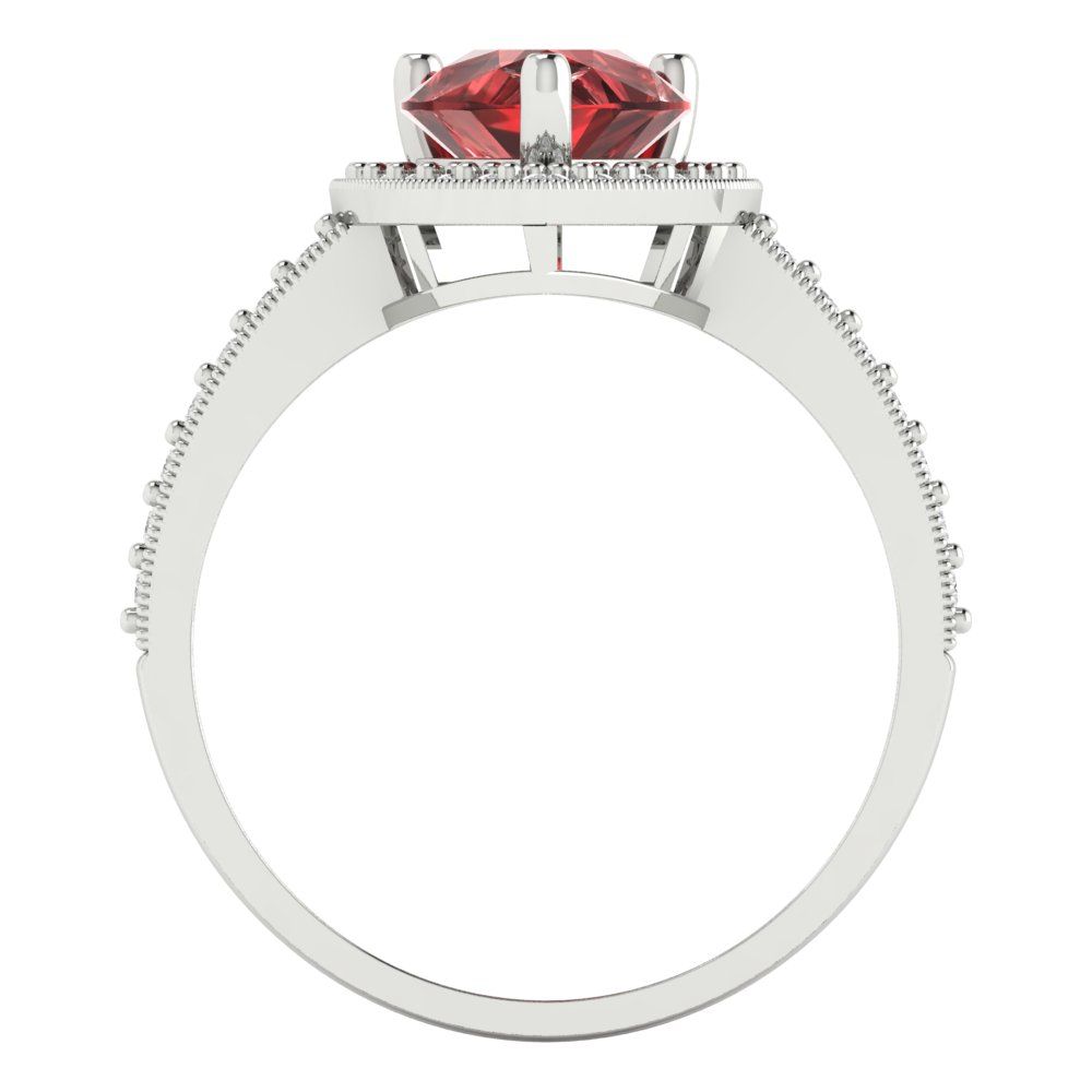 2.36 cttw Natural Garnet Hidden Halo Engagement Ring - Solid Gold (Pear Cut,10x7mm)