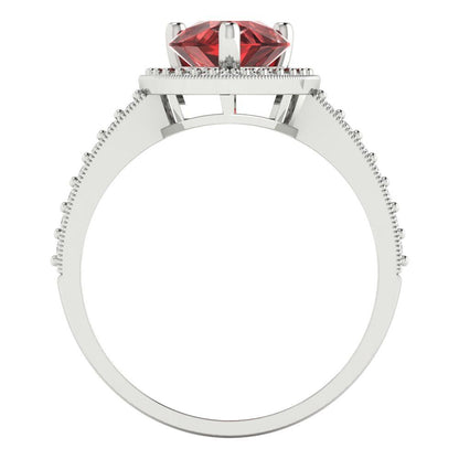 2.36 cttw Natural Garnet Hidden Halo Engagement Ring - Solid Gold (Pear Cut,10x7mm)