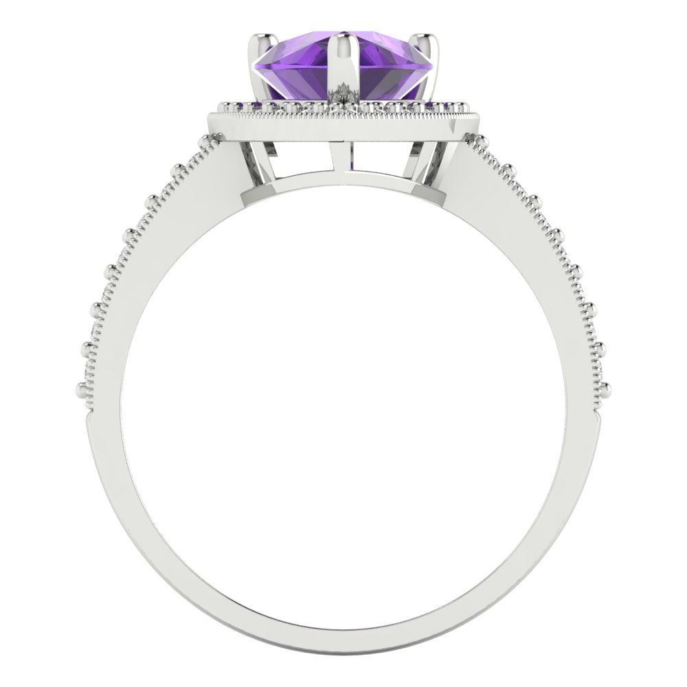 2.36 cttw Natural Amethyst Hidden Halo Engagement Ring - Solid Gold (Pear Cut,10x7mm)
