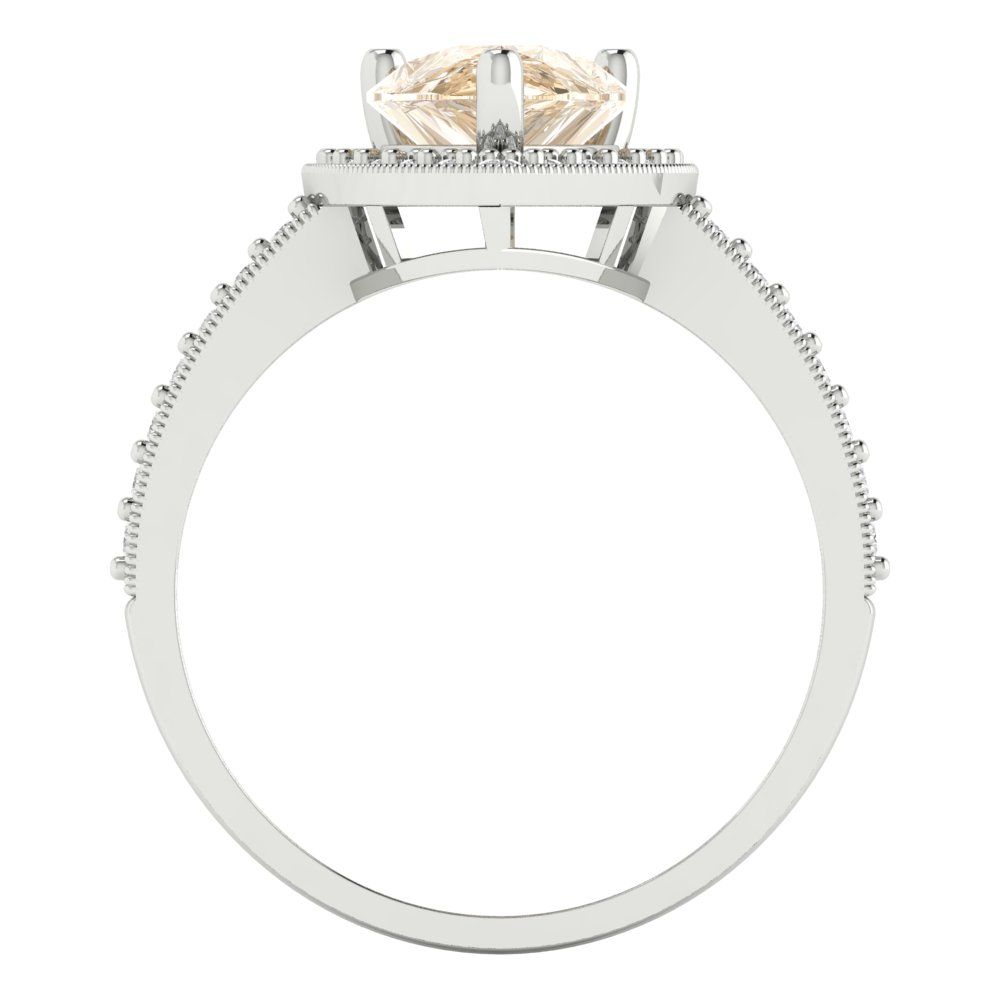 2.36 cttw Natural Morganite Hidden Halo Engagement Ring - Solid Gold (Pear Cut,10x7mm)