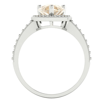 2.36 cttw Natural Morganite Hidden Halo Engagement Ring - Solid Gold (Pear Cut,10x7mm)