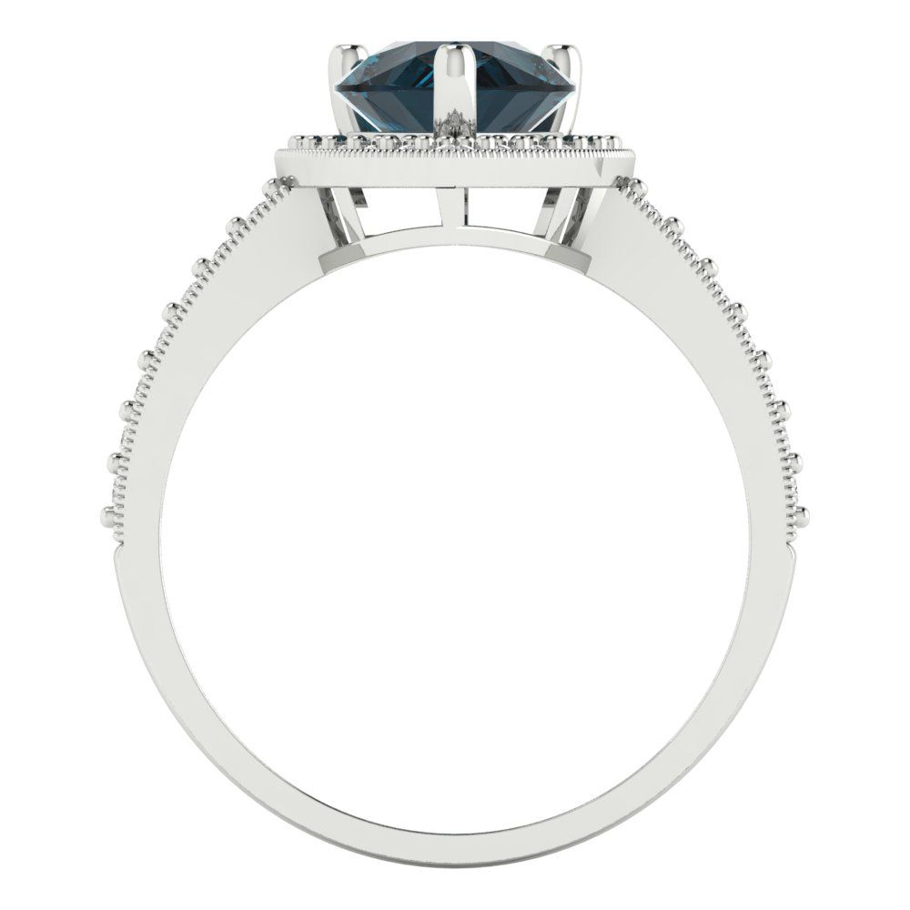 2.36 cttw Natural London Blue Topaz Hidden Halo Engagement Ring - Solid Gold (Pear Cut,10x7mm)