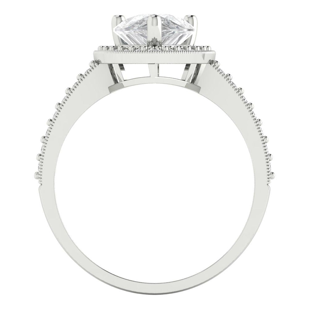 2.36 cttw Zirconia Simulated Diamond Hidden Halo Engagement Ring - Solid Gold (VVS1, Pear Cut,10x7mm)