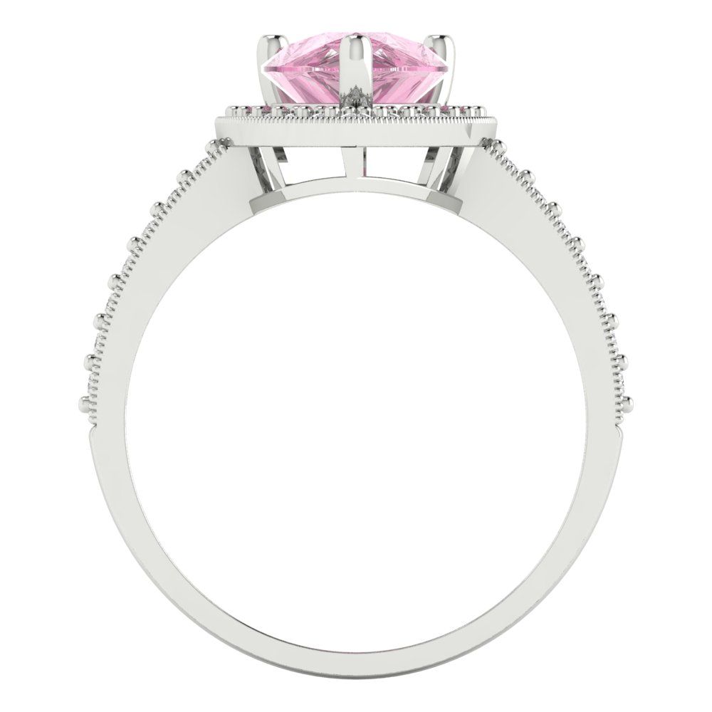 2.36 cttw Zirconia Simulated Pink Diamond Hidden Halo Engagement Ring - Solid Gold (VVS1, Pear Cut,10x7mm)