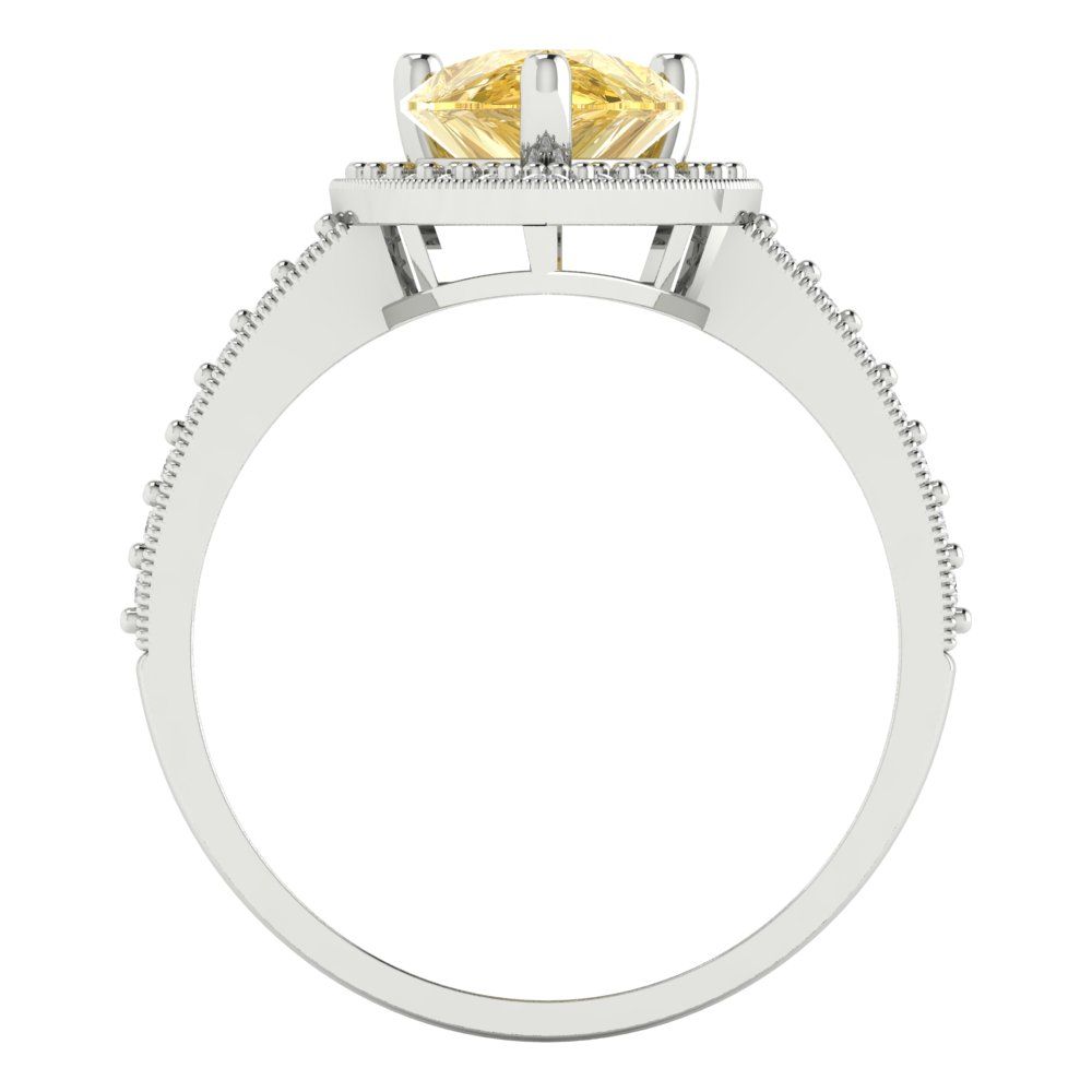 2.36 cttw Zirconia Simulated Yellow Diamond Hidden Halo Engagement Ring - Solid Gold (VVS1, Pear Cut,10x7mm)
