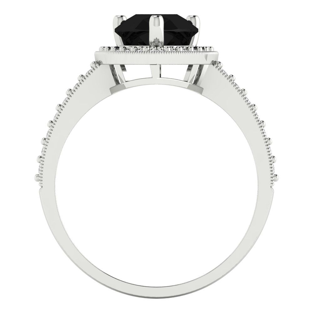 2.36 cttw Natural Onyx Hidden Halo Engagement Ring - Solid Gold (Pear Cut,10x7mm)