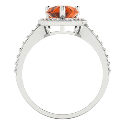 2.36 cttw Simulated Ruby Hidden Halo Engagement Ring - Solid White Gold (VVS1, Pear Cut,10x7mm)
