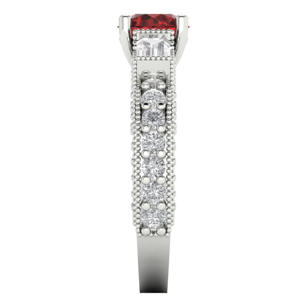 2.33 cttw Natural Garnet Three-Stone Engagement Ring - Solid Gold (Round Cut,6.5mm)