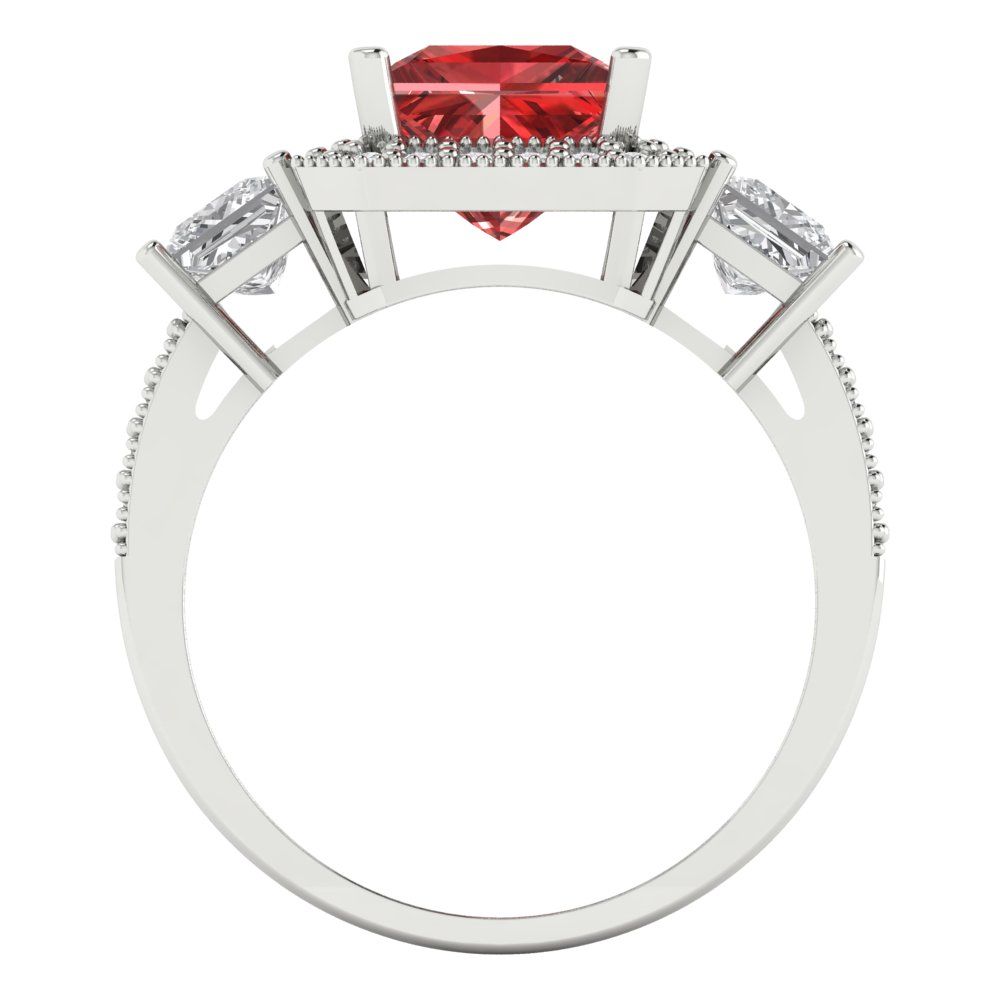 3.005 cttw Natural Garnet Three-Stone Engagement Ring - Solid Gold (Princess Cut,7.0mm)