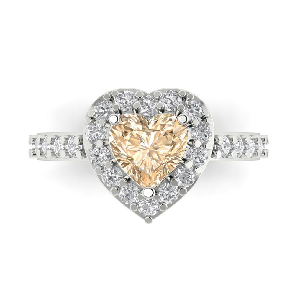 2.03 cttw Natural Morganite Hidden Halo Engagement Ring - Solid Gold (Heart Cut,7.0mm)