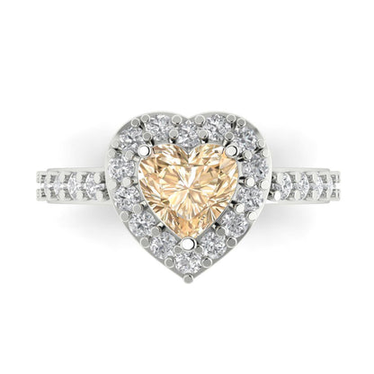 2.03 cttw Natural Morganite Hidden Halo Engagement Ring - Solid Gold (Heart Cut,7.0mm)