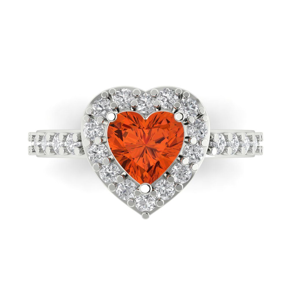 2.03 cttw Zirconia Simulated Red Diamond Hidden Halo Engagement Ring - Solid Gold (VVS1, Heart Cut,7.0mm)