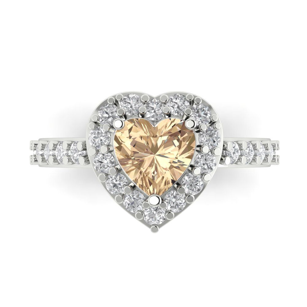 2.03 cttw Yellow Moissanite Hidden Halo Engagement Ring - Solid Gold (Heart Cut,7.0mm)