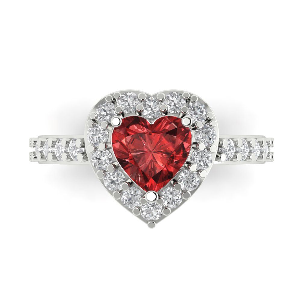 2.03 cttw Natural Garnet Hidden Halo Engagement Ring - Solid Gold (Heart Cut,7.0mm)
