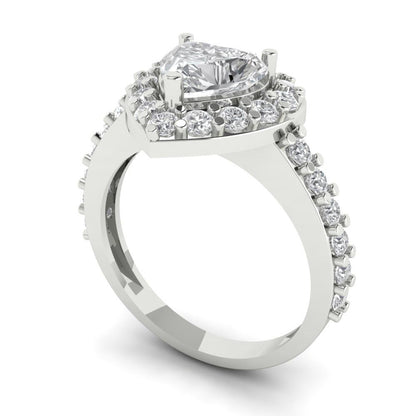 2.03 cttw Certified Moissanite Hidden Halo Engagement Ring - Solid Gold (VVS1, D-F,Heart Cut,7.0mm)