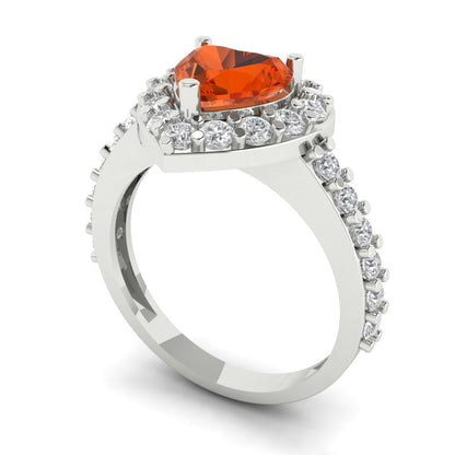 2.03 cttw Zirconia Simulated Red Diamond Hidden Halo Engagement Ring - Solid Gold (VVS1, Heart Cut,7.0mm)