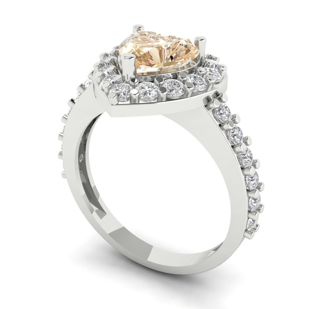 2.03 cttw Natural Morganite Hidden Halo Engagement Ring - Solid Gold (Heart Cut,7.0mm)