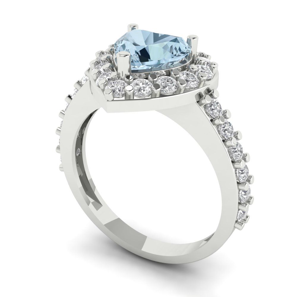 2.03 cttw Natural Sky Blue Topaz Hidden Halo Engagement Ring - Solid Gold (Heart Cut,7.0mm)