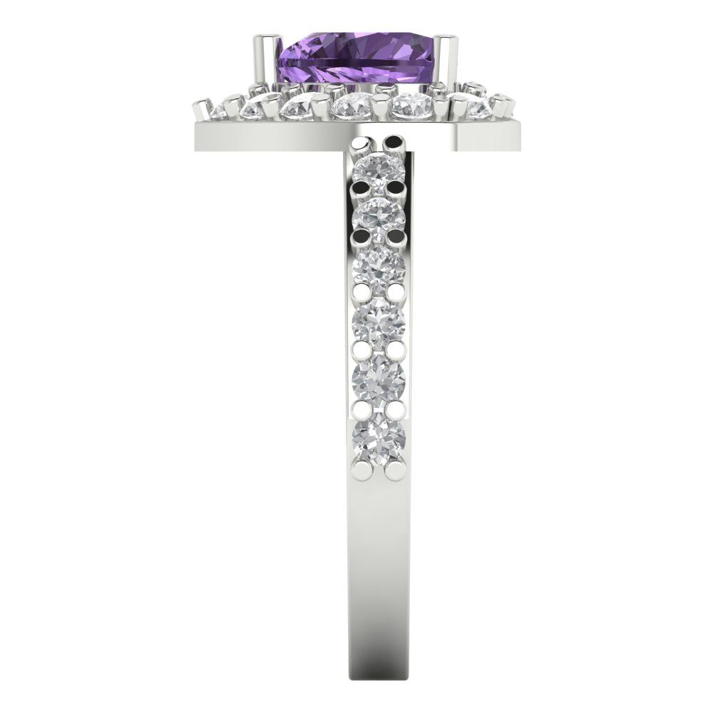 2.03 cttw Simulated Alexandrite Hidden Halo Engagement Ring - Solid Gold (Heart Cut,7.0mm)