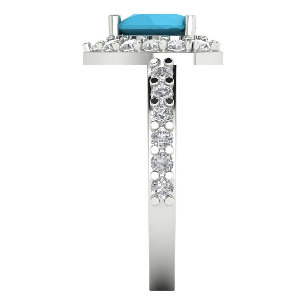 2.03 cttw Simulated Turquoise Hidden Halo Engagement Ring - Solid Gold (Heart Cut,7.0mm)