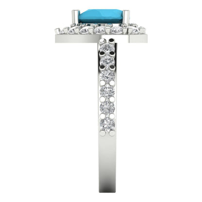 2.03 cttw Simulated Turquoise Hidden Halo Engagement Ring - Solid Gold (Heart Cut,7.0mm)