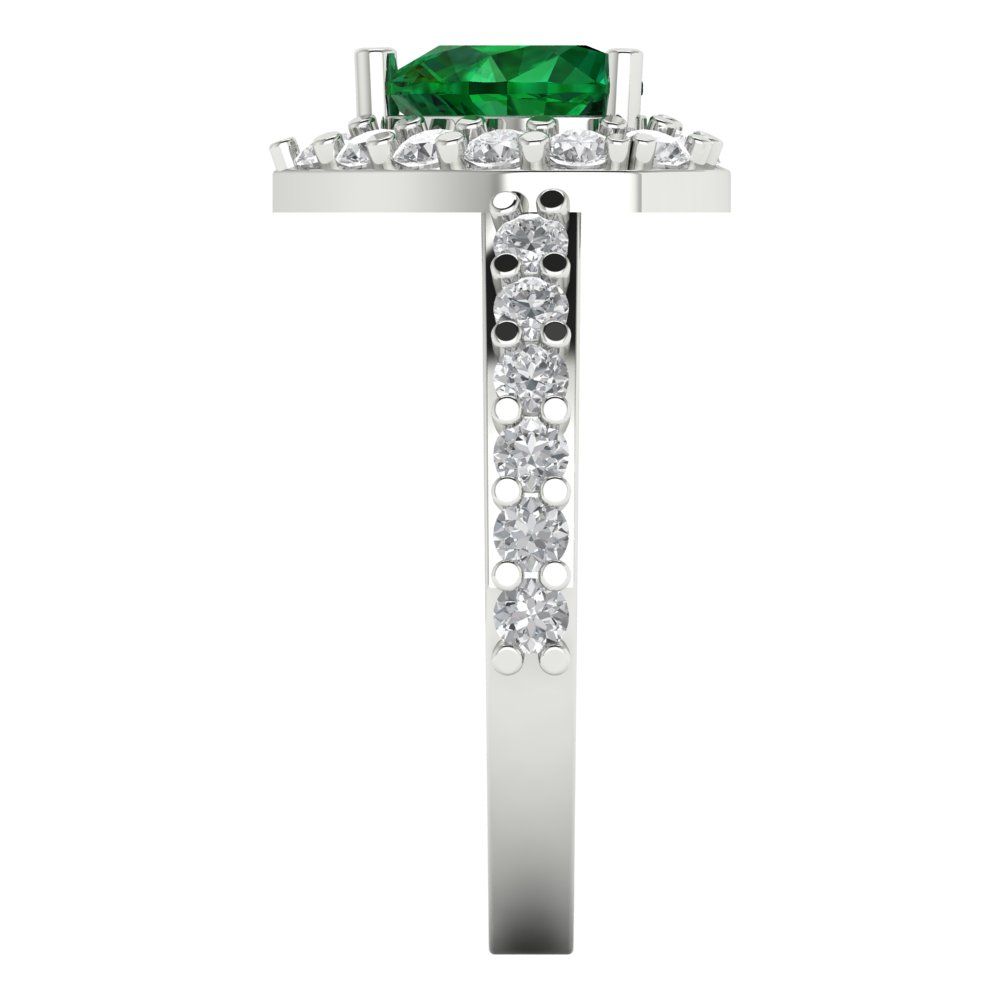 2.03 cttw Simulated Emerald Hidden Halo Engagement Ring - Solid White Gold (VVS1, Heart Cut,7.0mm)