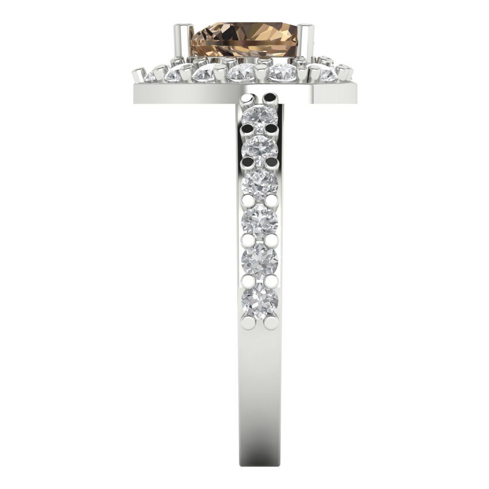 2.03 cttw Zirconia Simulated Champagne Diamond Hidden Halo Engagement Ring - Solid Gold (VVS1, Heart Cut,7.0mm)