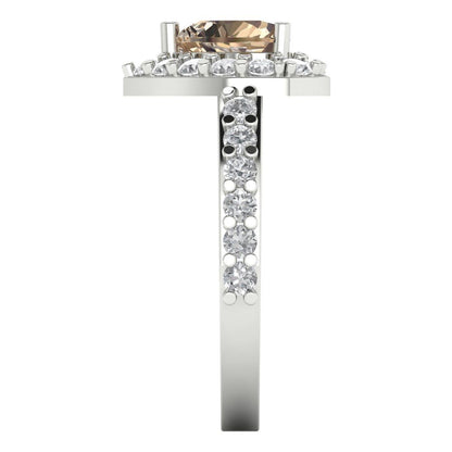 2.03 cttw Yellow Moissanite Hidden Halo Engagement Ring - Solid Gold (Heart Cut,7.0mm)