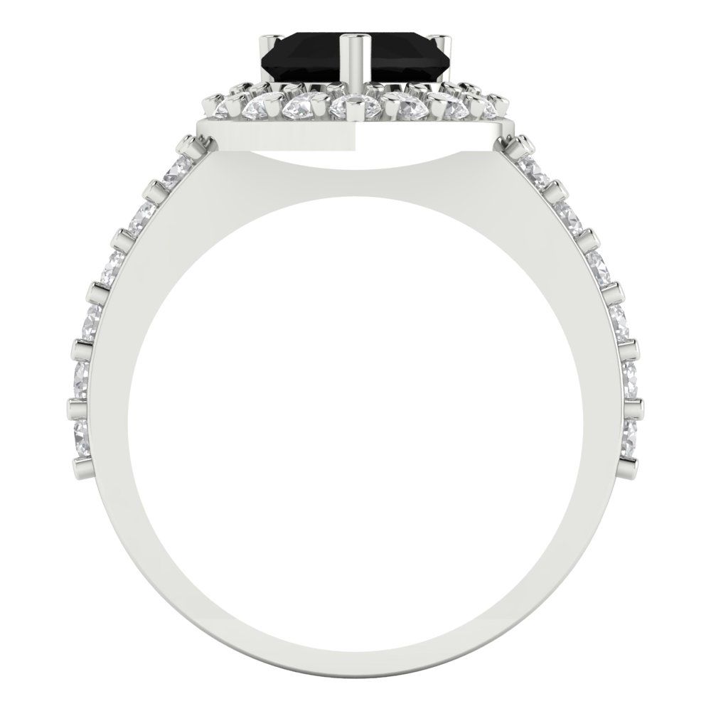 2.03 cttw Natural Onyx Hidden Halo Engagement Ring - Solid White Gold (VVS1, Heart Cut,7.0mm)