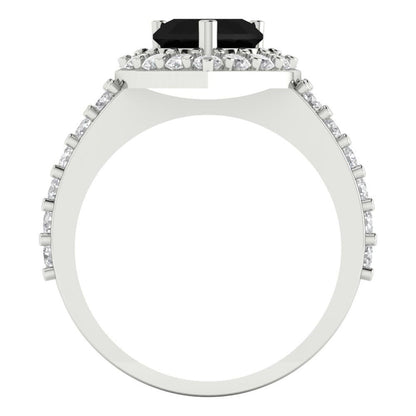 2.03 cttw Natural Onyx Hidden Halo Engagement Ring - Solid White Gold (VVS1, Heart Cut,7.0mm)