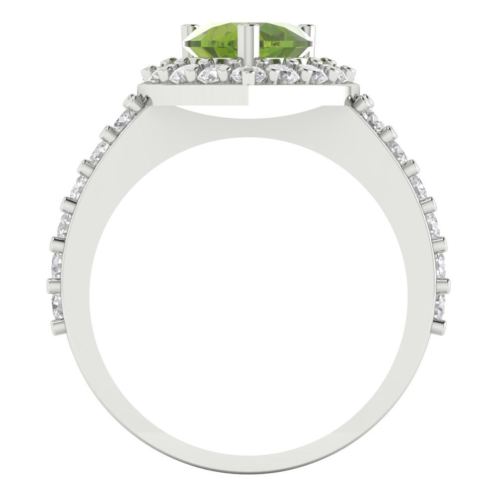 2.03 cttw Natural Peridot Hidden Halo Engagement Ring - Solid White Gold (VVS1, Heart Cut,7.0mm)